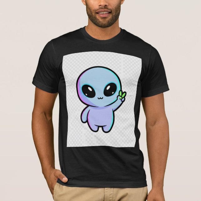 T-shirt Alien Signe de Paix Mignon (Devant)