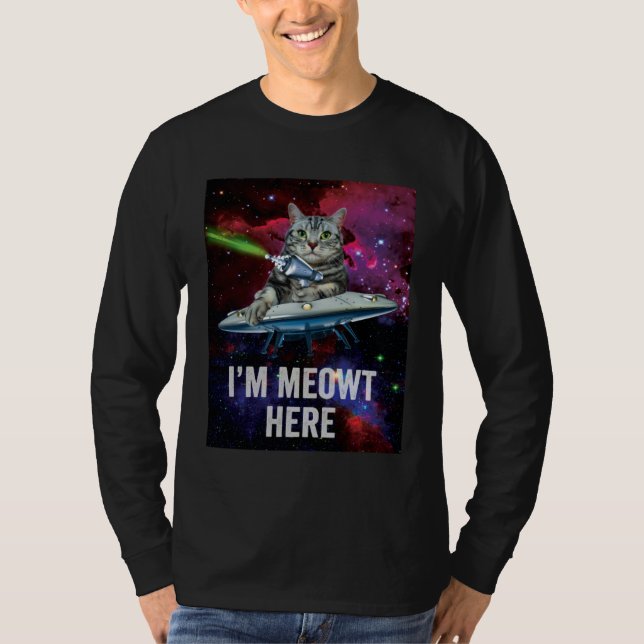 T-shirt Alien Space Cat I m Meowt Here UFO (Devant)