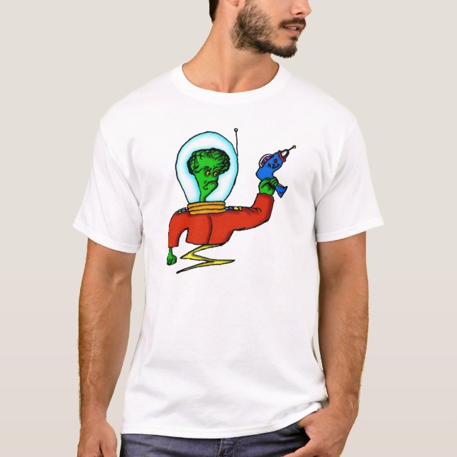T-shirt Alien spatial avec pistolet laser (Devant)