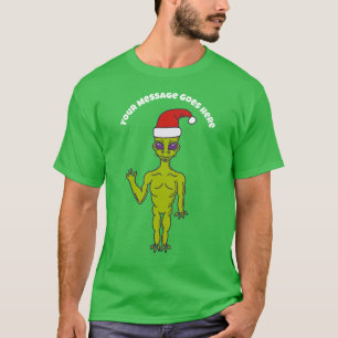 T-shirt Alien spatial dans un chapeau de Père Noël personn