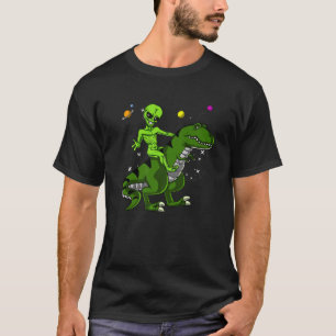 T-shirt Alien spatial équitation Rex Dinosaur Science Fict