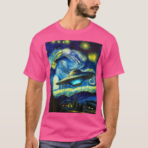 T-shirt Alien Starry Style de nuit Peinture Van Gogh Alien
