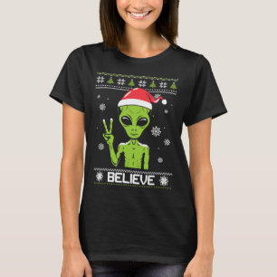 T-shirt Alien Sweater de Noël Croyez Funny Xmas Alien S