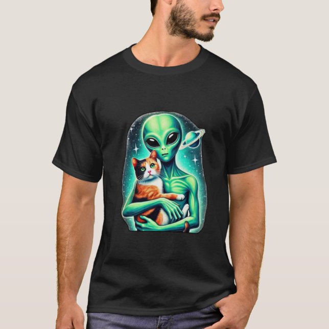 T-shirt Alien tenant Calico Cat (Devant)