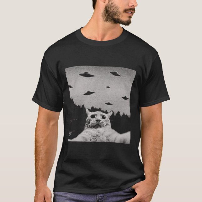 T-shirt Alien UFO Funny Chat (Devant)