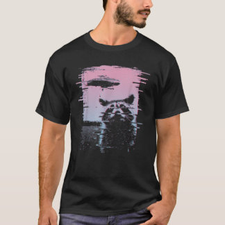T-shirt Alien UFO Funny Raccoon Vaporwave esthétique Rétro