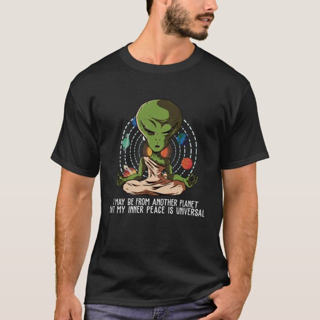 T-shirt Alien UFO meditating  namaste yoga (Devant)