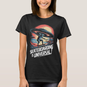 T-shirt Alien Ufo Skateur Skateboard Est Universel Sci-fi