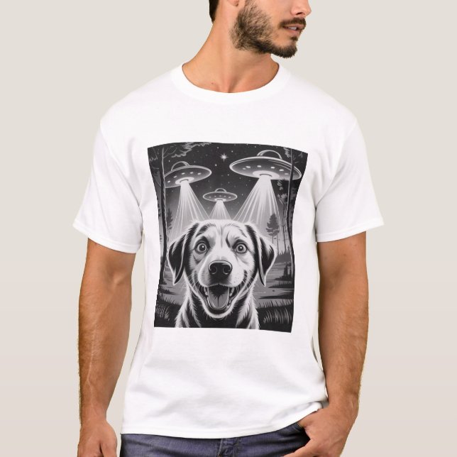 T-shirt Alien UFO Taking a Selfie Dog Mom Dad  (Devant)