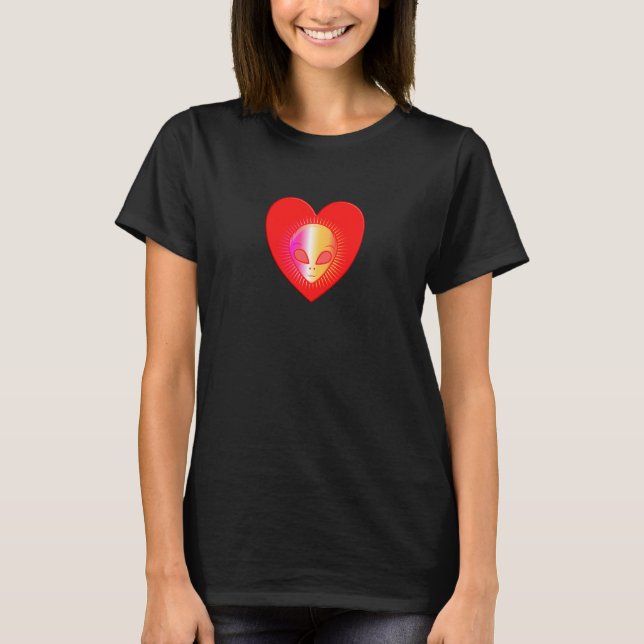 T-shirt Alien Valentine Heart Science Fiction (Devant)