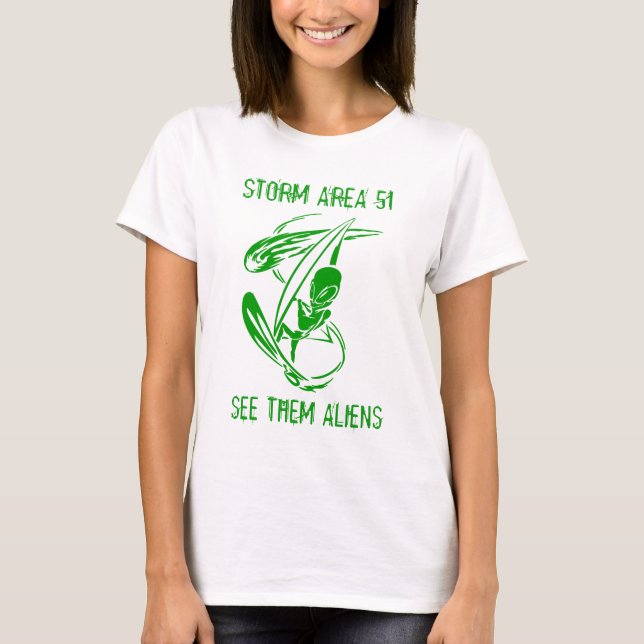 T-shirt Alien vert de la zone tempête 51 (Devant)