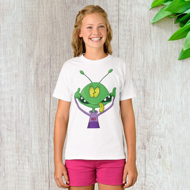 T-shirt Alien vert drôle faisant une grimace idiote (Créateur téléchargé)