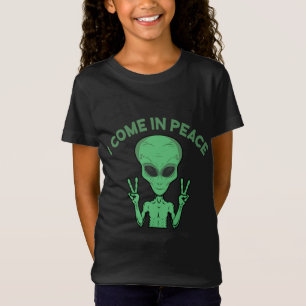 T-Shirt Alien Vert Je Viens En Paix OVNI Extraterrestre
