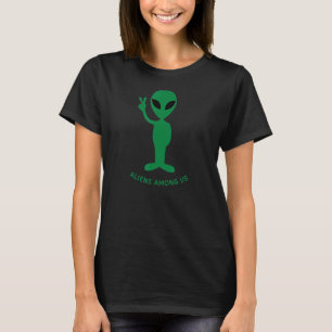 T-shirt Alien Vert & Paix Main V Signé Sci Aliens de venti
