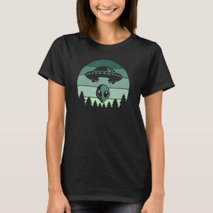 T-shirt Alien Vert Ufo Espace Soucoupe Volante Sur Retro V