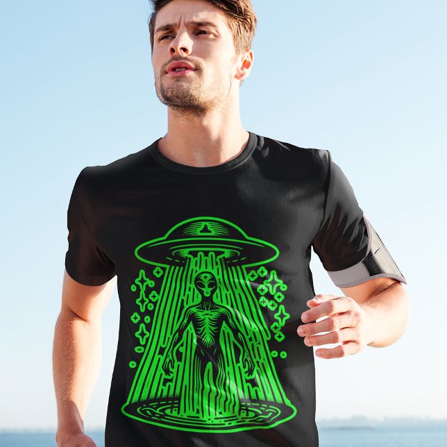 T-shirt Alien vert vaisseau spatial Cool style rétro (Créateur téléchargé)