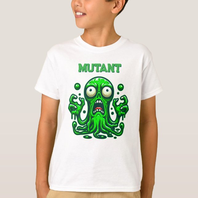 T-shirt Alien Zombie déplaisant - Monstre Vert Neon (Devant)
