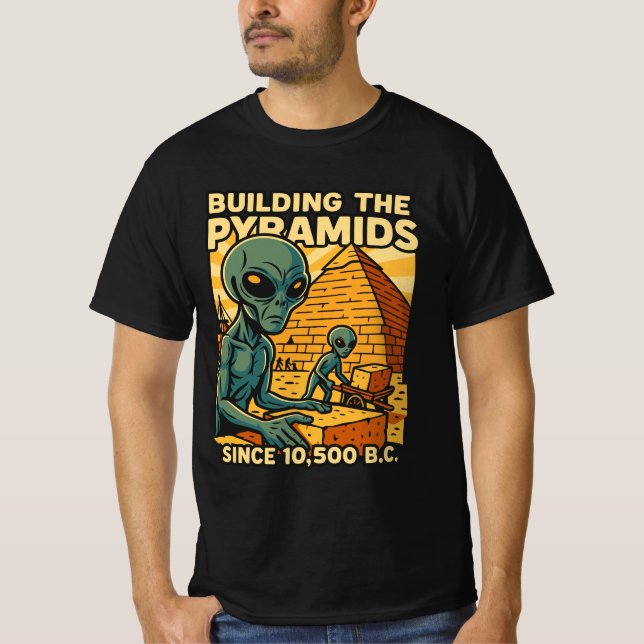 T-shirt Aliens Construction Pyramides Pyramides Constructi (Devant)