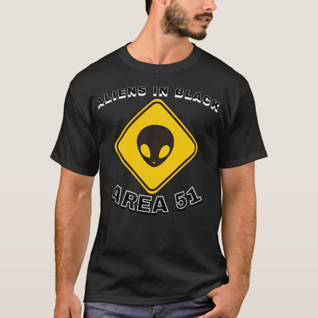 T-shirt Aliens Dans L'Espace Noir Sur La Zone Mib 51 (Devant)