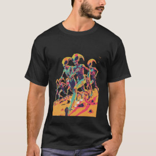 T-shirt Aliens de course colorés Art Sci-Fi
