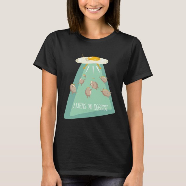 T-shirt Aliens Do Eggsist  Alien Ship  Kids Boys Girls (Devant)