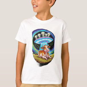 T-shirt Aliens enlevant des vaches mais la vache semble he