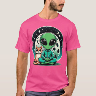 T-shirt Aliens mignons Sous Lune Retro Animaux Sci-Fi Adie