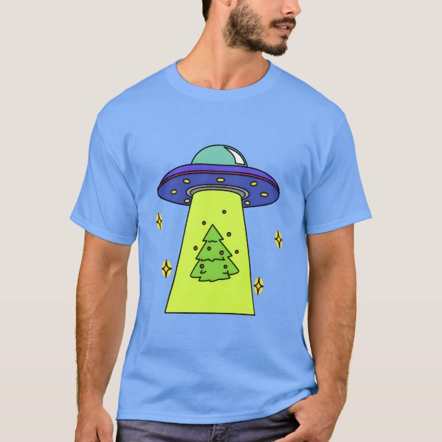 T-shirt aliens voler noël arbre drôle noël 2022 g (Devant)