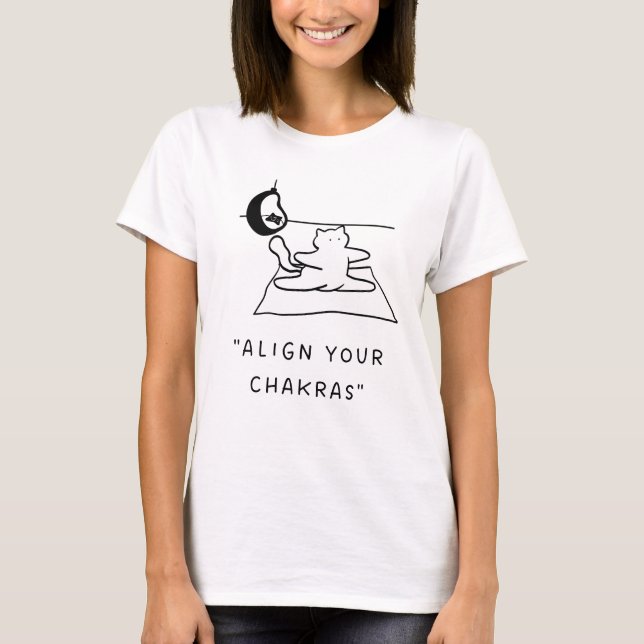 T-shirt Aligner vos chakras | Illustration de chat de yoga (Devant)