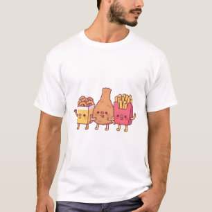 T-shirt Alimentation Cute Frite Trio Anneaux D'Oignon Frai
