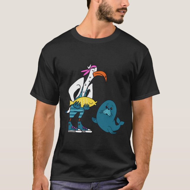 T-shirt Alimentation de goélands de phoques (Devant)
