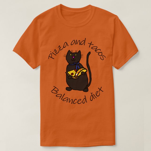 T-shirt Alimentation équilibrée pour animaux Pizza chats e (Design devant)