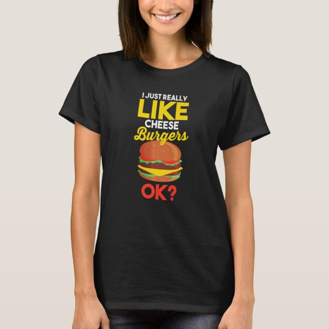 T-shirt Alimentation Foodie J'Aime Vraiment Cheeseburger O (Devant)