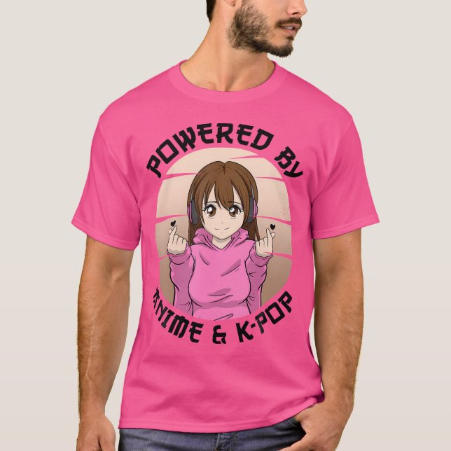 T-shirt Alimenté Par Anime K-Pop (Devant)