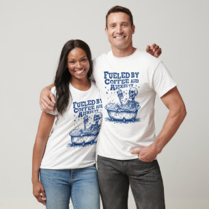 T-shirt Alimenté par café Anxiété Blue Tee