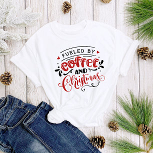 T-shirt Alimenté par Café et Noël Fun mignon femmes