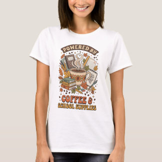 T-shirt Alimenté par Café & Fournitures Scolaires