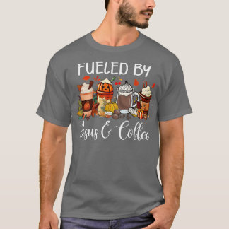 T-shirt Alimenté Par Café Jesus Caféine Lover Thanksgiving