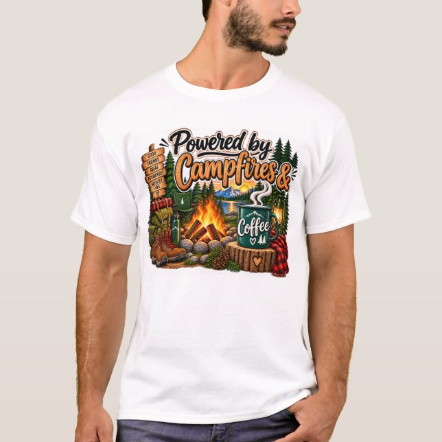 T-shirt Alimenté par Campfires Camping Design (Devant)