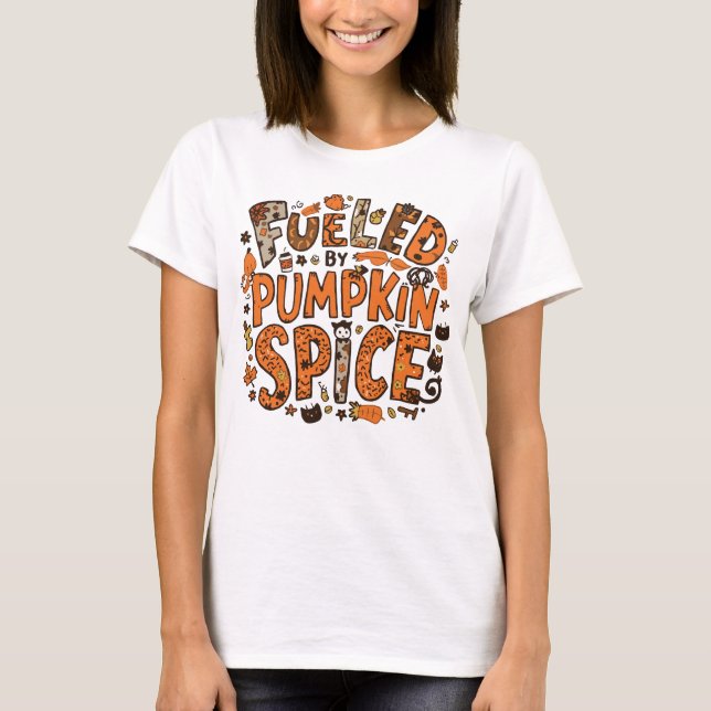 T-shirt Alimenté par Citrouille Spice Cosy Fall Graphic De (Devant)
