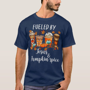 T-shirt Alimenté Par Citrouille Spice & Jesus Coffee Lover