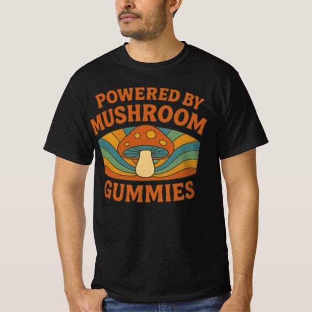 T-shirt Alimenté par des champignons comestibles drôles |  (Devant)