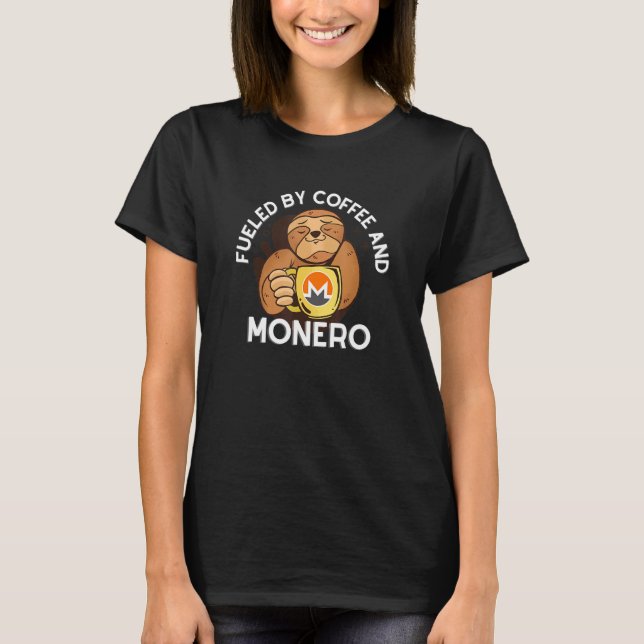 T-shirt Alimenté Par Du Café Et Du Cryptocur Monero Sloth (Devant)