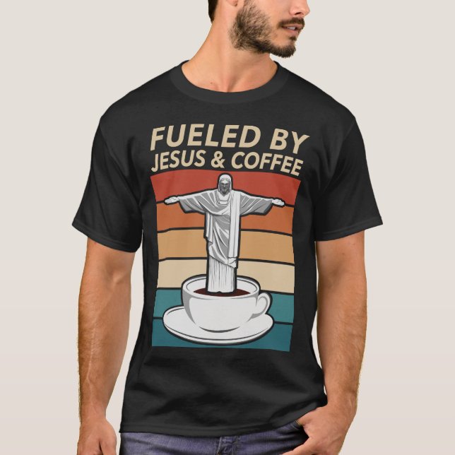 T-shirt Alimenté Par Jésus Et Café (Devant)