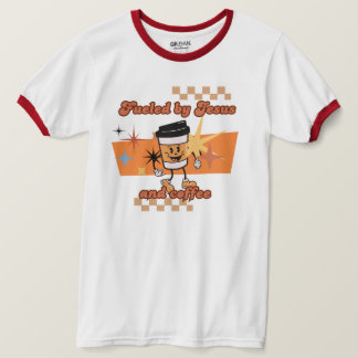 T-shirt Alimenté par Jésus et Café Retro tee unisex