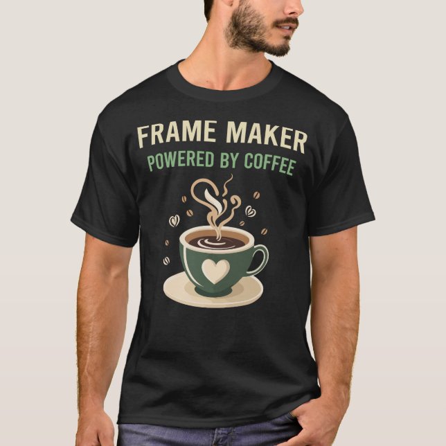T-shirt Alimenté Par La Machine À Frame Café (Devant)