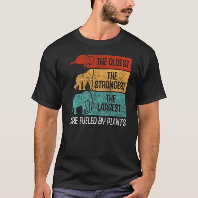 T-shirt Alimenté Par La Tortue Plante Gorilla Elephant Veg (Devant)