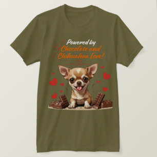 T-shirt Alimenté par l'amour du chocolat et des Chihuahua