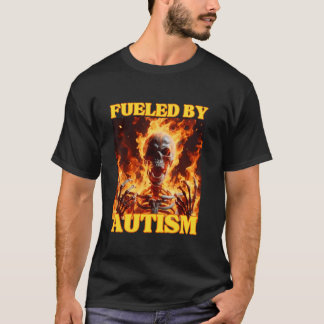 T-shirt Alimenté Par L'Autisme Drôle Cringe Dur Squelette 