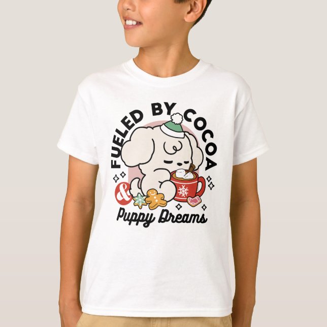 T-shirt Alimenté par le cacao et les Rêves de chiots - Chi (Devant)